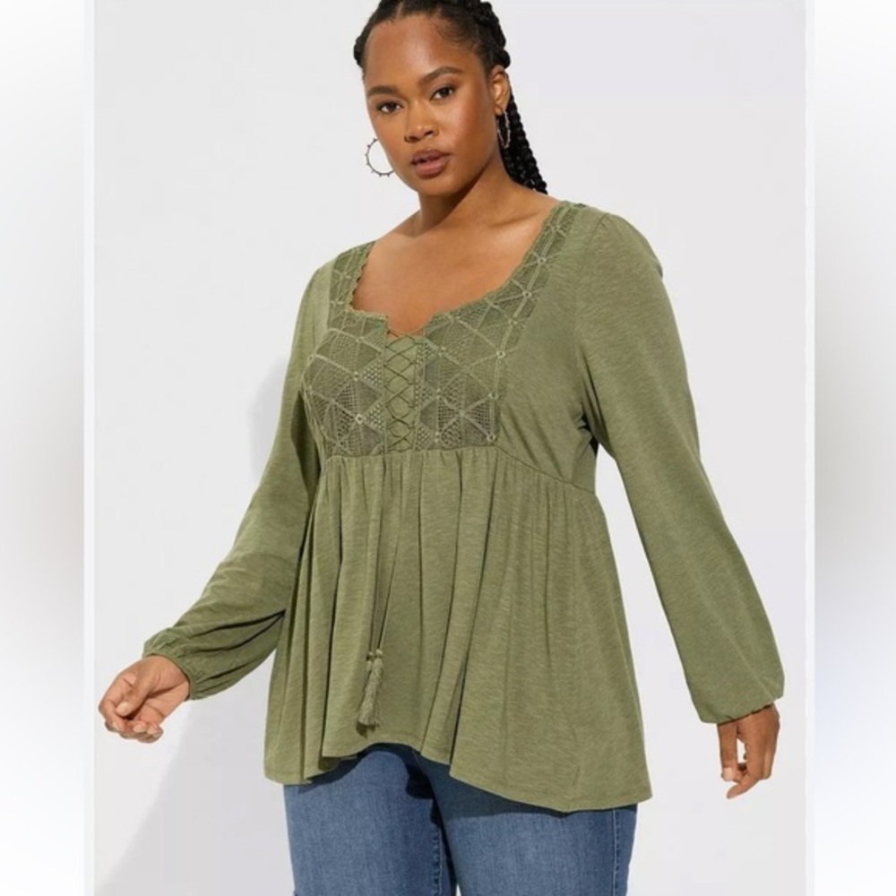 TORRID lace up, empire waste top